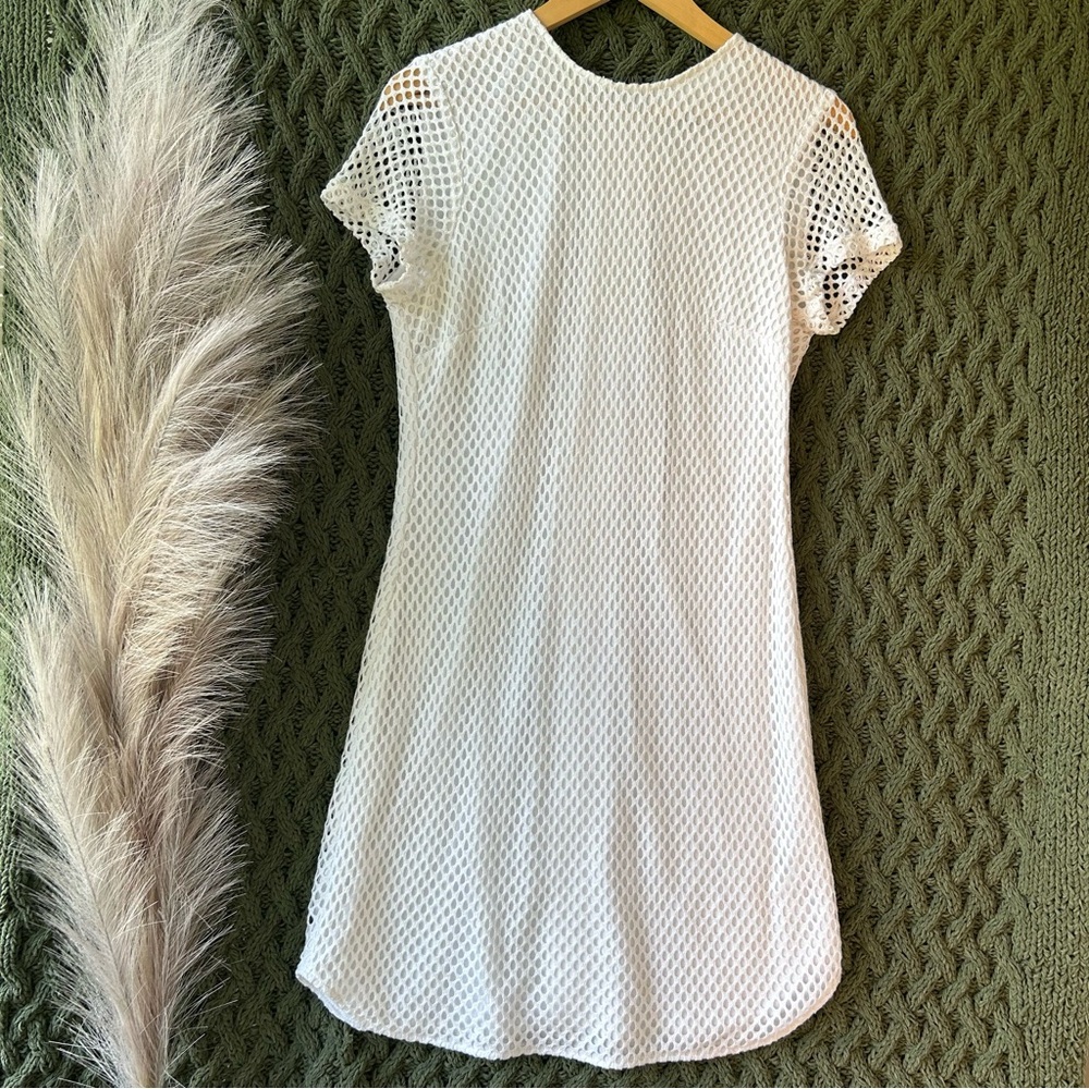 Banana Republic Ivory Crochet Open Knit Mini Shift Dress Size 6